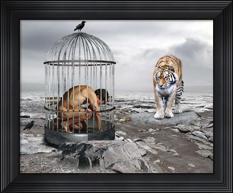 Framed Man In Cage Print