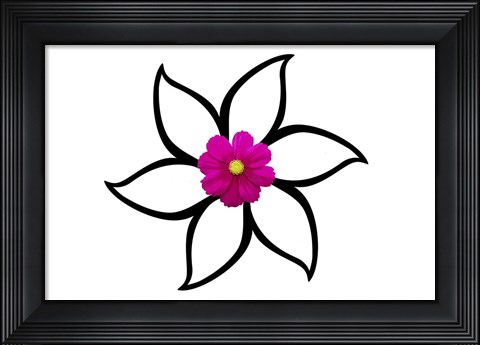 Framed One Pink Flower Print