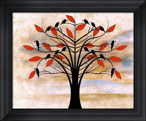 Framed Black Birds on Tree Print