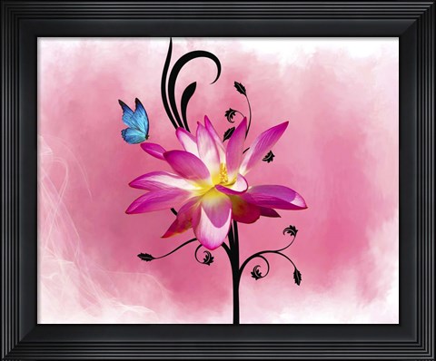 Framed Butterfly Flower 3 Print