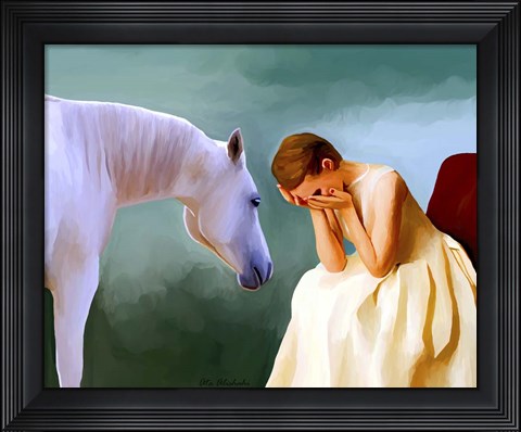 Framed Sad Girl And Horse Print