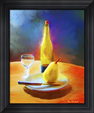 Framed Wine And Pear Print