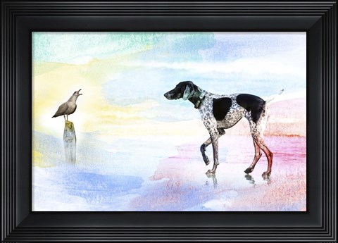 Framed Dog and bird Print