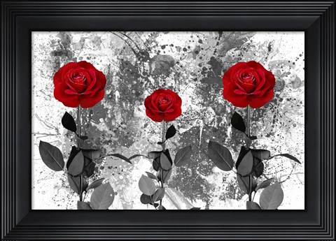 Framed Red Roses Print