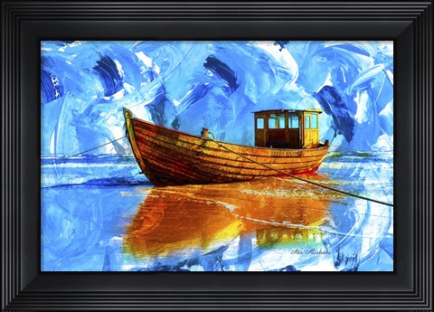 Framed Yellow Boat A2 Print