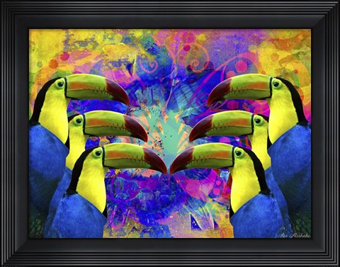 Framed Colorful Birds A1A Print