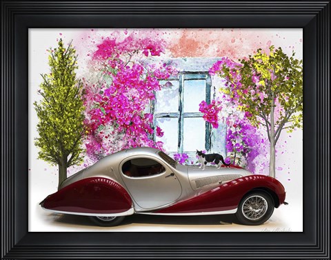 Framed Red Old Car Print