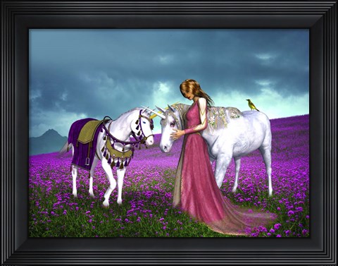 Framed Princess And Unicorns Print