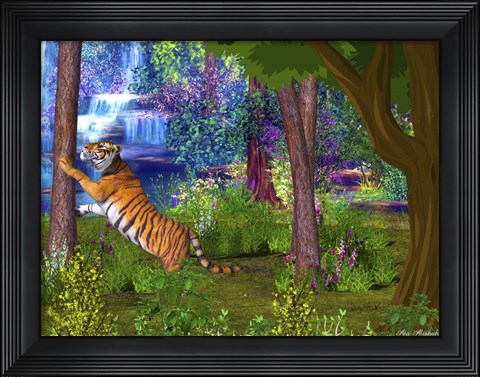 Framed Tiger Forest Print