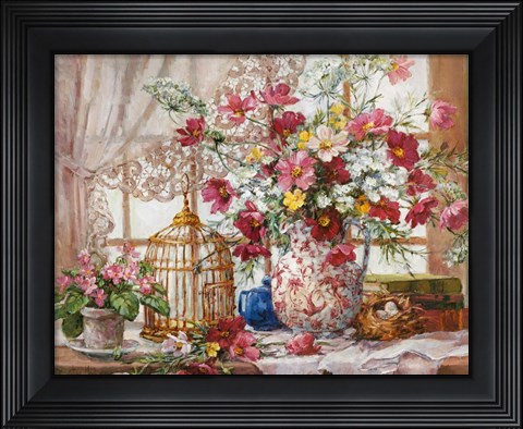 Framed Cosmos and Queen Anne&#39;s Lace Print