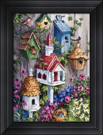 Framed Birdhouse Cottage Print
