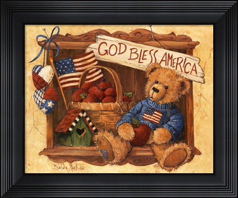 Framed God Bless America Teddy Print