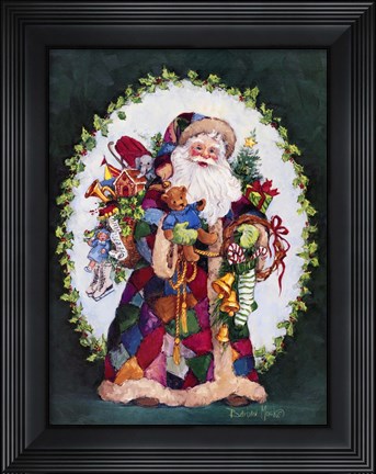 Framed Patchwork Santa Print