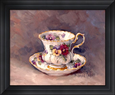 Framed Pansy Teacup Print