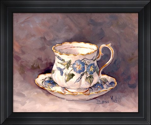 Framed Morning Glory Teacup Print