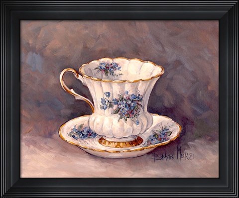 Framed Blue Nosegay Teacup Print