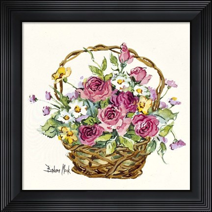 Framed Rose Basket Miniature Print