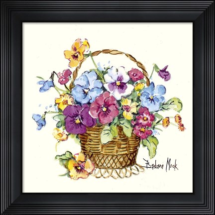 Framed Pansy Basket Miniature Print