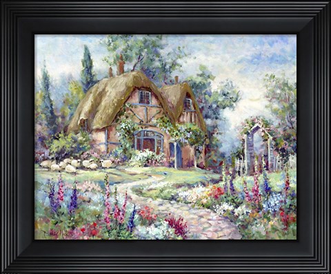 Framed Cottage at Byers Green Print