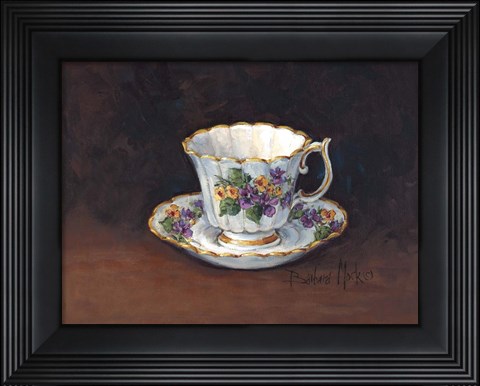 Framed Viola Bouquet Teacup Print