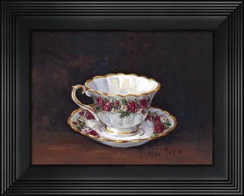 Framed Rose Bouquet Teacup Print