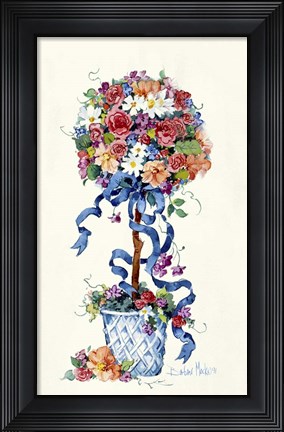 Framed Blue Ribbon Topiary Print