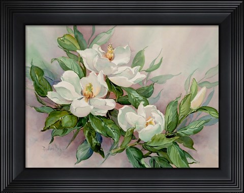 Framed Magnolia Blossoms Print
