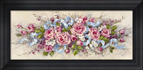 Framed Ribbons and Roses Print