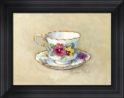 Framed Pansy Teacup Print