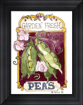 Framed Garden Fresh Peas-Seed Packet Print