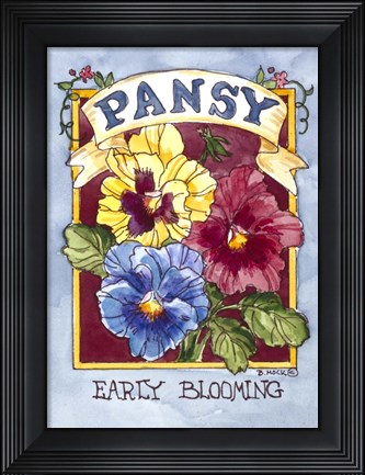 Framed Large Pansy-Seed Packet Print