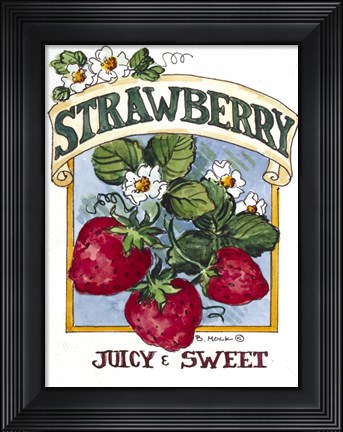 Framed Juicy and Sweet Strawberry-Seed Packet Print