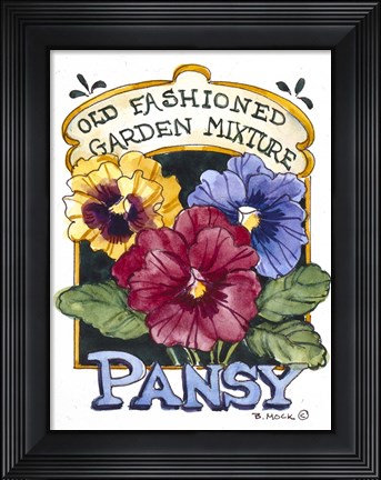 Framed Old Fashioned Pansy-Seed Packet Print