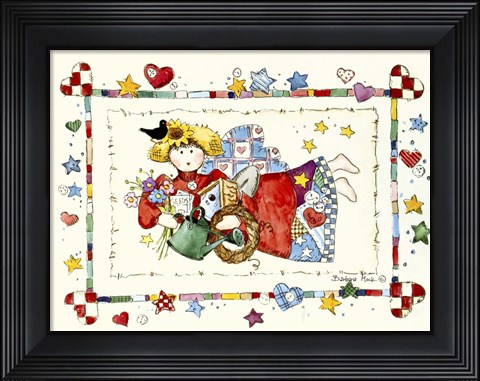 Framed Gardening Angel Print