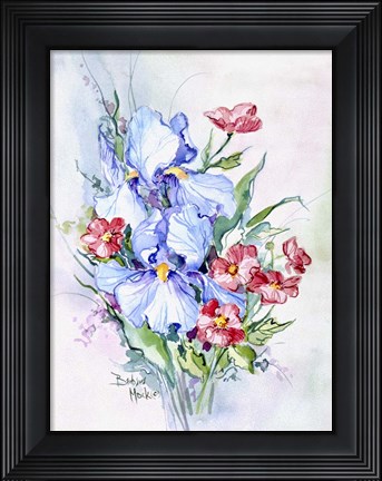 Framed Blue Iris Bouquet Print