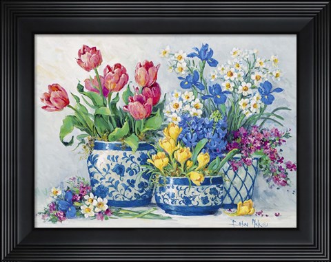 Framed Spring Garden in Blue I Print