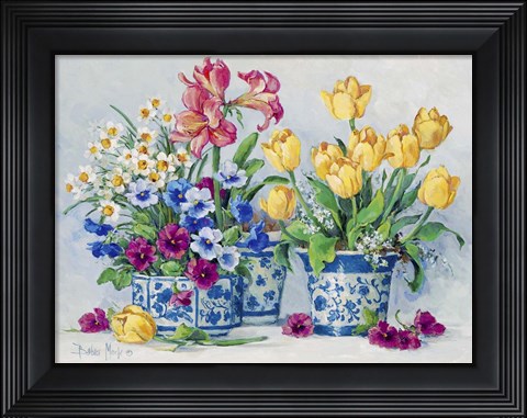 Framed Spring Garden in Blue II Print