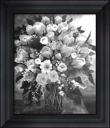 Framed Black and White Bouquet Print
