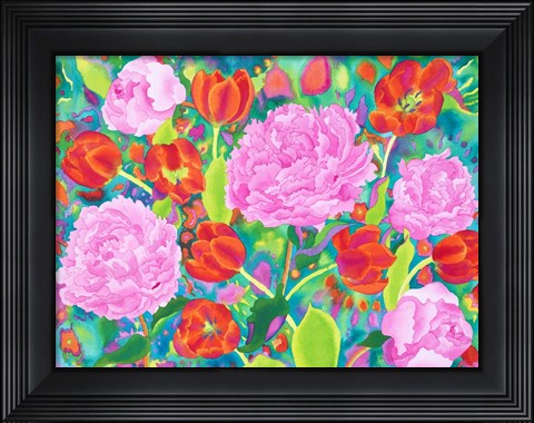 Framed Peories And Tulips Print