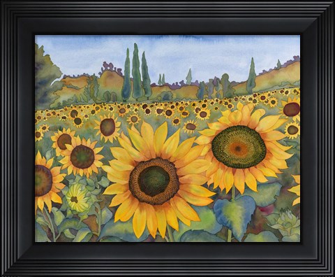 Framed Sunflower Fields Print