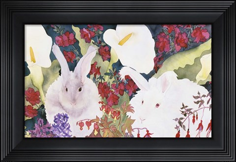 Framed Bunnies with Callas Print