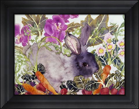 Framed Rabbit with Carrots Print