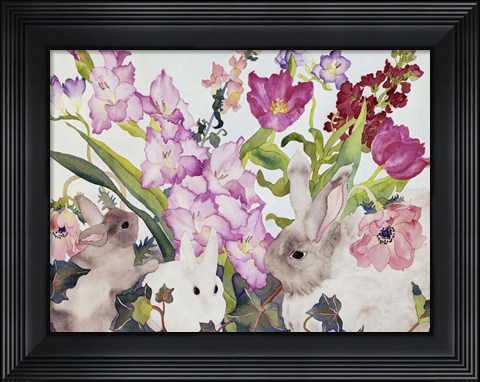 Framed Three Bunnies Print