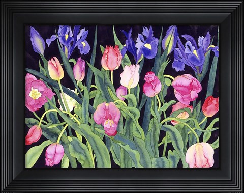 Framed Tulips And Irises Print