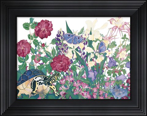 Framed Turtle With Butterfly Print