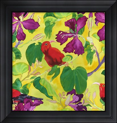 Framed Kiwis in Orchid Tree Print