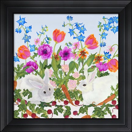Framed Rabbits And Carrot Print