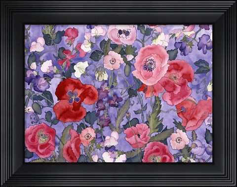 Framed Poppies &amp; Sweet Peas Print