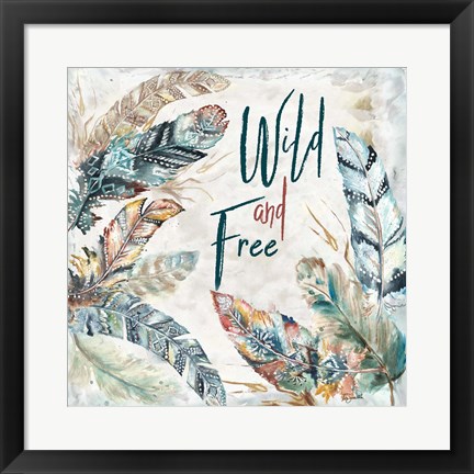 Framed Tribal Feathers Square II Print