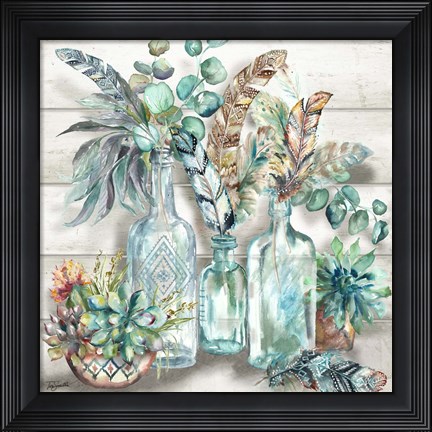 Framed Tribal Feathers Still Life Print
